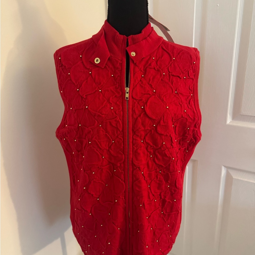 Peck & Peck Red Sweater Vest, Large NWT